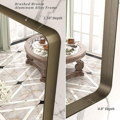 48x30 Bronze Bathroom Mirror for Wall, Brushed Bronze Metal Framed Bathroom Vanity Mirror, Rounded Rectangle Mirror, Anti-Rust, Shatterproof (Horizontal/Vertical)
