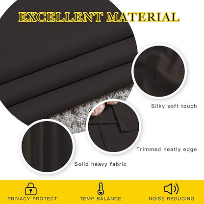 NICETOWN Blackout Thick Window Curtains - (W52 x L108, Brown, 2 Panels) Thermal Insulated Grommet Drape Panels for Bedroom and Living Room