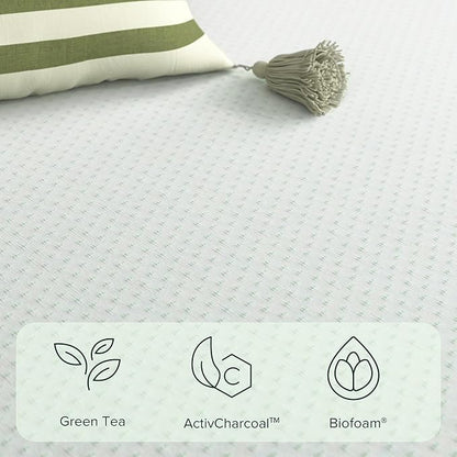 ZINUS 10 Inch Green Tea Memory Foam Mattress, Queen, Fiberglass Free, Patented Custom Contour Support, Sturdy Base Foam, CertiPUR-US Certified, Mattress in A Box, White