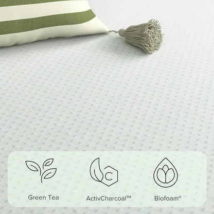 ZINUS 8 Inch Green Tea Memory Foam Mattress, Full, Fiberglass Free, Patented Custom Contour Support, Sturdy Base Foam, CertiPUR-US Certified, Mattress in A Box, White