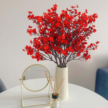 Uieke 30 Pcs Babys Breath Artificial Flowers Bulk Silk Red Faux Flowers Real Touch Gypsophila Bouquet for Christmas Halloween Home Wedding Decoration