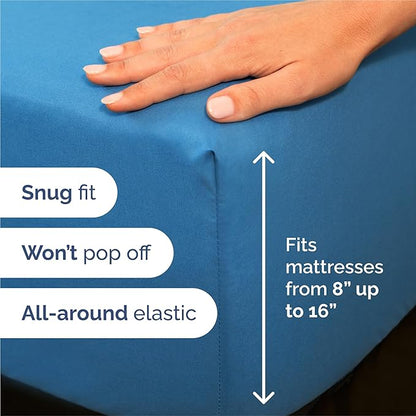 King Size 4 Piece Sheet Set - Comfy Breathable & Cooling Bed Sheets Set - Hotel Luxury Bedding for Women, Men, Kids, Teens, Boys & Girls - Deep Pockets, Soft and Wrinkle Free - Oeko-Tex - Denim Blue