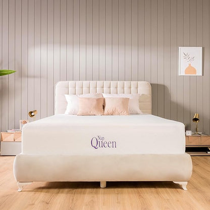 NapQueen 10 Inch Cooling Gel Full Size Medium Firm Memory Foam Mattress, Bed in a Box, White