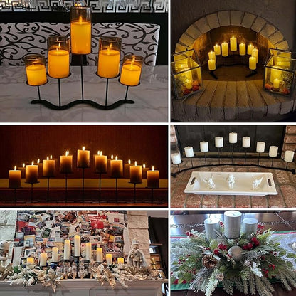 Iron Candle Holder Fireplace: 5 Metal Candelabra Centerpiece Decor - Candle Holder Stand for Candelabra Pillar Candles