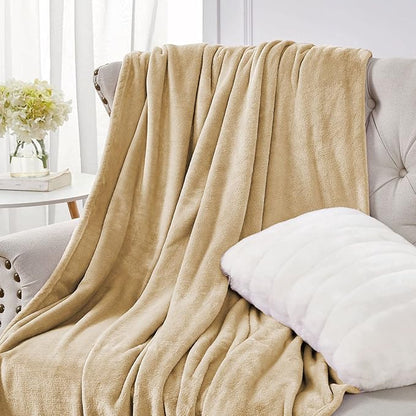 Walensee Fleece Blanket Plush Throw Fuzzy Lightweight (King Size 108x90 Tan Camel/Taupe) Super Soft Microfiber Flannel Blankets for Couch, Bed, Sofa Ultra Luxurious Warm and Cozy for All Seasons