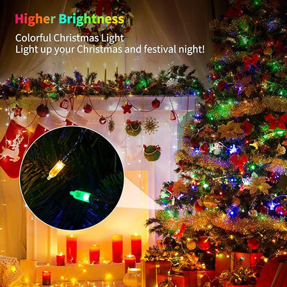 Battery Operated Christmas Lights 2 Pack 18 Feet 50 LED Clear Mini String Lights with 8 Modes Waterproof Tree Lights for Xmas Outdoor Indoor Holiday Party Garden Decor, Multicolor