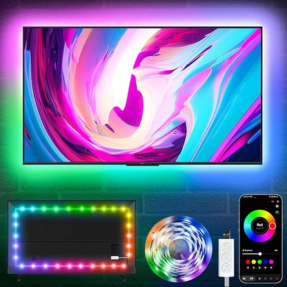KSIPZE LED Lights for TV, 13ft TV led Backlight for 32-65Inch TVs RGB TV Backlight Behind Music Sync Bluetooth APP & Button Control TV LED Strip Lights USB Powered for Bedroom/Gaming