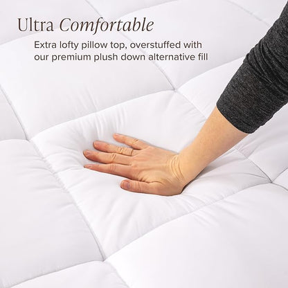 Bare Home Twin Extra Long Microplush Mattress Topper - Pillow Top Reversible - Mattress Cover - Dual Sided All-Season - 8" to 24" Deep Pocket - Fitted Cover - Dorm Essentials - Plush Bed Pad (Twin XL)