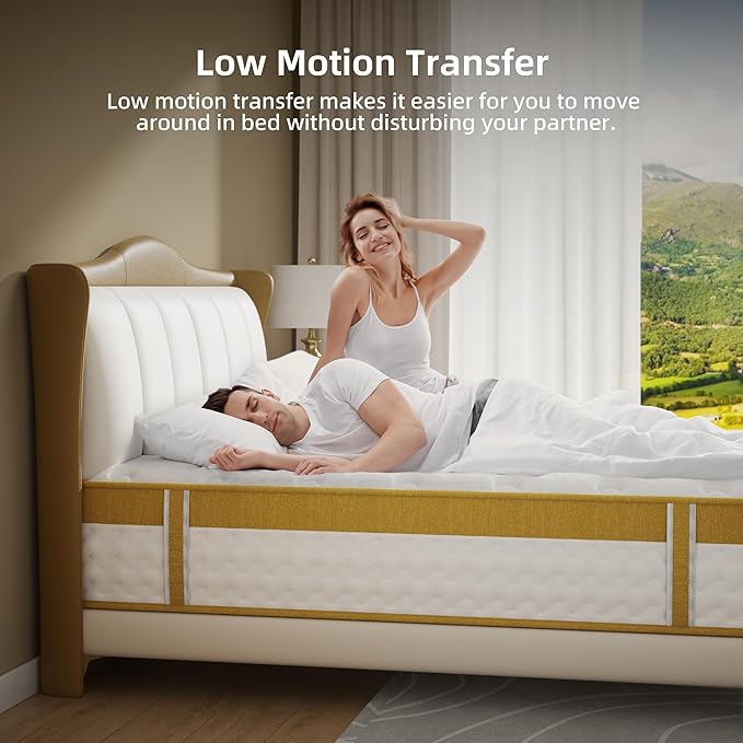 Cooling Gel Memory Foam Hybrid Mattress, 12 Inch Queen Size Mattress in A Box with Pocket Springs for Back Pain & Pressure Relief, Medium Firm Feeling with CertiPUR-US Certified Foam