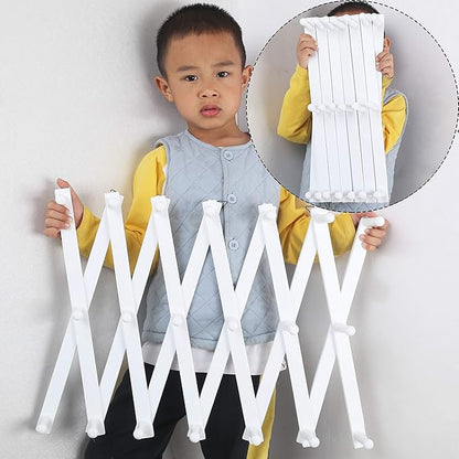 WEBI Accordion Wall Hanger,Expandable Wooden Coat Rack,Accordion Hat Rack for Wall,Accordion Hook Rack for Hats,Caps,20 Peg Hooks,White,2 Packs