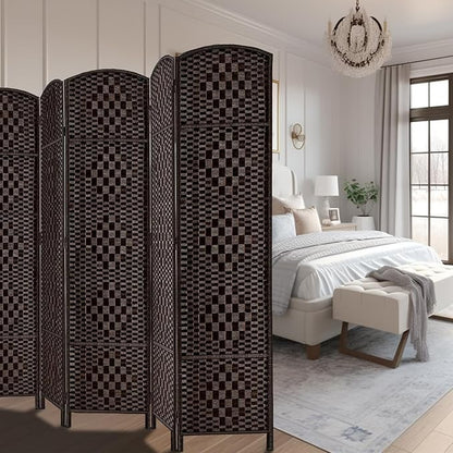 Rose Home Fashion Room Divider, 6 ft Tall Room Dividers and Folding Privacy Screens, 16in Privacy Screen 8 Panel Dark Coffee Space Temporary Wall Foldable Partition Separation