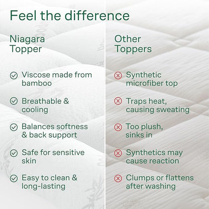 Ultra Soft King Size Mattress Topper - Viscose Made from Bamboo Pillow Top Mattress Pad for Back Pain Relief - Naturally Cooling for Hot Sleepers, White