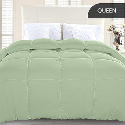 Utopia Bedding Comforter Duvet Insert, Quilted Comforter with Corner Tabs, Box Stitched Down Alternative Comforters Queen Size (Sage Green)