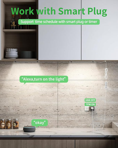 Under Cabinet Lighting Plug-in, Dimmable Under Counter Lights for Kitchen, 3pcs 12 Inch, Cold White 6000K Linkable USB Led Light Strip, Wired Led Light Bar for Desk,Sink,Workbench