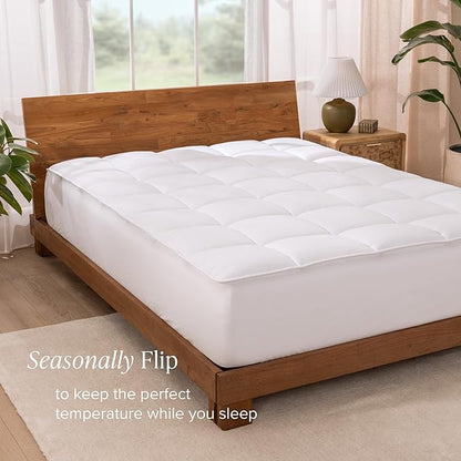 Bare Home Full Microplush Mattress Topper - Pillow Top Reversible - Soft Mattress Cover - Dual Sided All-Season - 8" to 24" Deep Pocket - Fitted Cover - Plush Mattress Pad (Full)