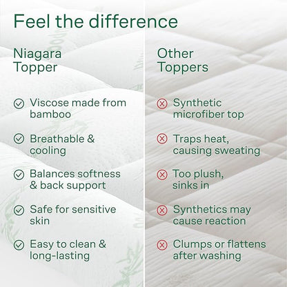 Ultra Soft Twin XL Size Mattress Topper - Viscose Made from Bamboo Pillow Top Mattress Pad for Back Pain Relief - Naturally Cooling for Hot Sleepers, Green