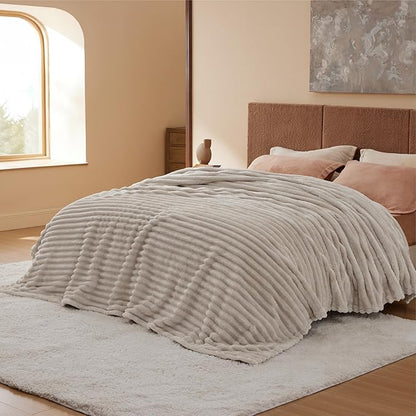 Bedsure GentleSoft King Size Blanket for Bed - Cozy Soft Blankets for Women, Cute Large Fleece Throws for Girls, Linen, 108x90 Inches
