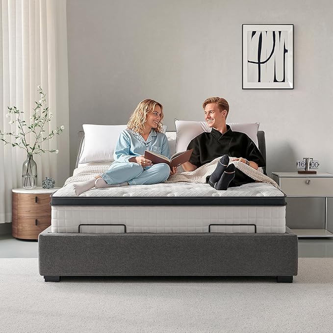 King Mattress 12 Inch, Hybrid King Size Mattress in a Box, Medium Feel, 3 Layer Premium Foam with Pocket Springs for Motion Isolation and Pressure Relieving, 80"x76"x12", 100-Night Trial