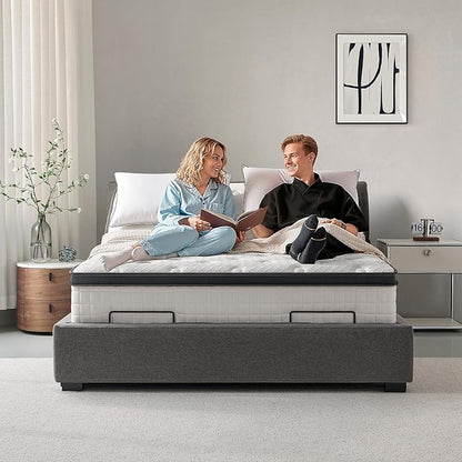 King Mattress 14 Inch, Hybrid King Size Mattress in a Box, Medium Feel, 3 Layer Premium Foam with Pocket Springs for Motion Isolation and Pressure Relieving, 80"x76"x14", 100-Night Trial