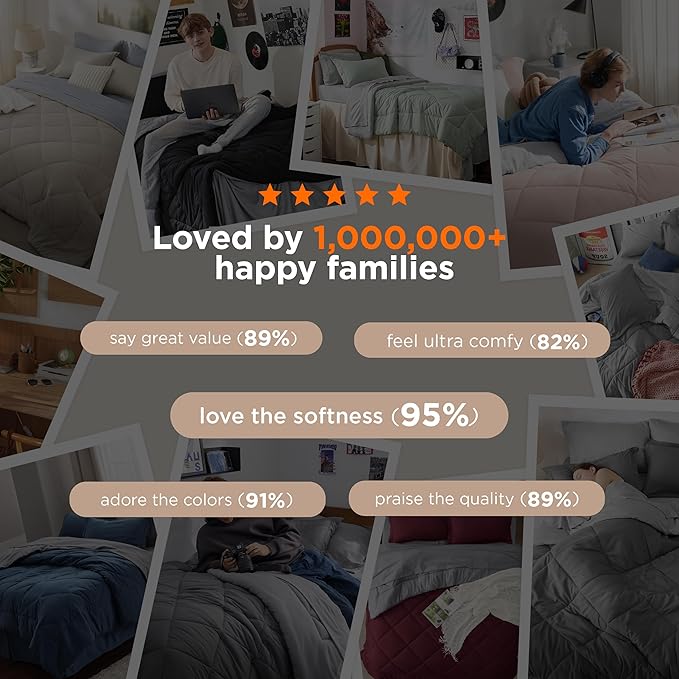 Bedsure King Size Comforter Set - 7 Pieces Reversible Dark Grey Bedding, King Size Bed Set for All Seasons, Bed in a Bag with Down Alternative Comforter, Sheets, Pillowcases & Shams
