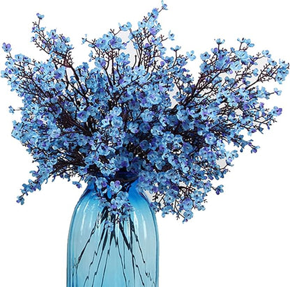JAKY-Global Babys Breath Fabric Cloth Artificial Flowers 12 Bundle European Fake Silk Plants Decor Wedding Party Decoration Bouquets Real Touch DIY Home Garden(Blue 12Bundles)
