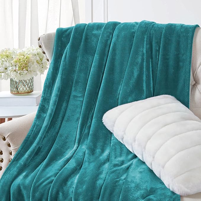 Walensee Fleece Blanket Plush Throw Fuzzy Lightweight (Twin Size 60x80 Teal) Super Soft Microfiber Flannel Blankets for Couch, Bed, Sofa Ultra Luxurious Warm and Cozy for All Seasons