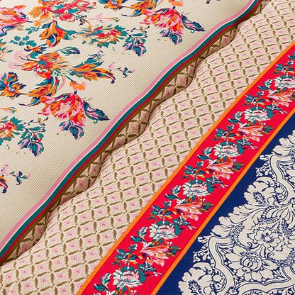 MAXYOYO Bohemian Retro Floor Mattress Vintage Floral Japanese Futon Mattress Roll Up Thicken Sleeping Bed Portable Camping Mattress Floor Lounger Couch Bed Mattress Pad, King Size