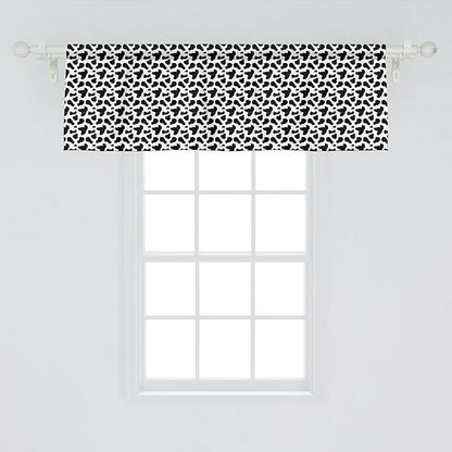 Ambesonne Cow Print Window Valance Pack of 2, Animal Hide Pattern Spots Farm Life Cattle Camouflage Animal Skin, Rod Pocket Curtain Valances for Kitchen Bedroom, 42" X 18", Charcoal Grey White