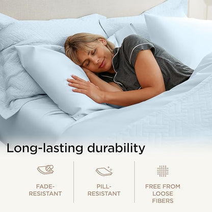 Threadmill Luxury 800 Thread Count California King 100% Cotton Sheets - Light Blue Sateen Weave Bed-Sheets, Better Than Egyptian Cotton,4 Pc Solid Bedding Set, Fits 16" Deep Pocket