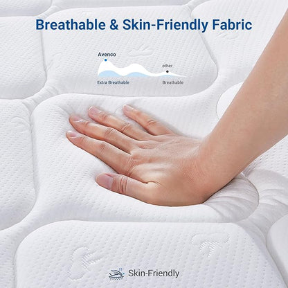 Avenco Queen Mattress, 10 inch Queen Size Mattress with Smarts™ Coil Individual Pocket Spring for Silent Sleep and Strong Edge Support, Mattresses in a Box CertiPUR-US Certified