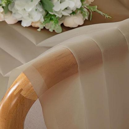OWENIE Taupe Sheer Curtains 90 Inches Long for Bedroom Living Room 2 Panels Set, Rod Pocket Solid Taupe Curtains, Soft Touch Elegant Voile Curtains & Drapes for Nursery, 42"x90", 2 Pcs