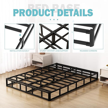 7 Inch Box Spring for Queen Bed Bed Base, Low Profile Metal Queen Box Spring with Fabric Cover, 3000 Lbs Max Weight Capacity Mattress Foundation, Noise-Free, Easy Assembly