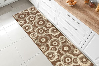 Custom Length Cut to Size Modern Farmhouse Carpet Runner Rug for Hallways, Non Slip Rubber Backed, 31 inch Wide X Customized Length, Geo Brown, 31 inch X 21 feet