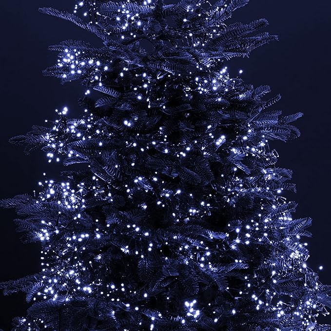 Dazzle Bright Christmas String Lights, 132FT 400 LED Connectable Green Wire 8 Modes String Lights, Waterproof Christmas Lights for Indoor Outdoor Patio Party Wedding Decorations, White