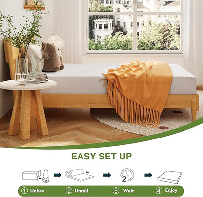 EGOHOME Full Size Memory Foam Mattress, 12 Inch Bed Mattress in a Box with Cooling Green Tea Gel, Relieve Pressure with Medium Support, CertiPUR-US Certified, 75''L x 54''W, White