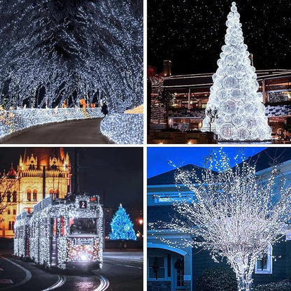 Solar String Lights Outdoor, Upgraded 2-Pack 80FT 200 LED Solar Twinkle Light for Outside, Waterproof Silver Wire 8 Modes Solar Fairy Lights for Garden Patio Tree Christmas Party Wedding (Cool White)