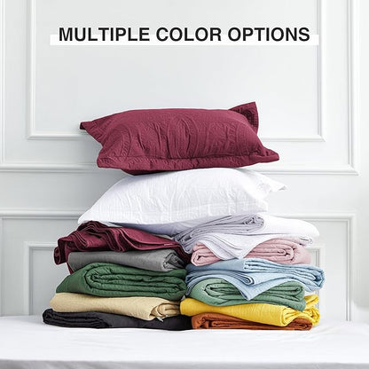 Love's cabin Quilts for Full Bed Burgundy Bedspreads Bedding Set - Lightweight Bedspread Comforter - Coin Pattern Bedding Coverlet for All Season - 3 Pieces (1 Quilt, 2 Pillow Shams)