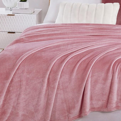 Walensee Fleece Blanket Plush Throw Fuzzy Lightweight (Queen Size 90x90 Blush) Super Soft Microfiber Flannel Blankets for Couch, Bed, Sofa Ultra Luxurious Warm and Cozy for All Seasons