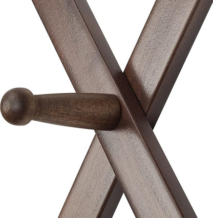 SKOLOO Accordion Wall Hanger with 28 Hooks, Modern Expandable Coat Rack Hat Rack for Wall, Solid Wooden, Walnut Color