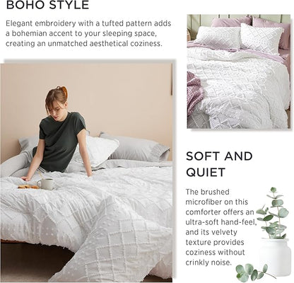 Bedsure California King Comforter Set - Terracotta Comforter, Boho Tufted Shabby Chic Bedding for Kids, 3 Pieces Vintage Farmhouse Bed Set for All Seasons, Fluffy Soft Bedding with 2 Pillow Shams