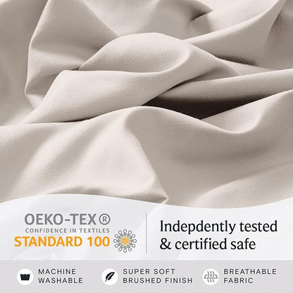 LuxClub 3 PC Sheet Set Bed Sheets Deep Pockets 16" Eco Friendly Wrinkle Free Cooling Machine Washable Hotel Bedding Silky Soft - Linen Twin XL