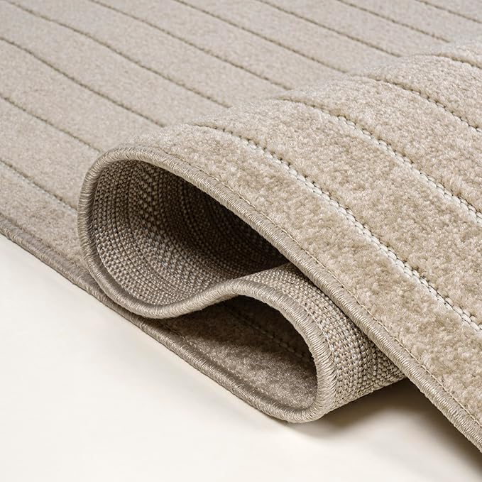 Eyely NCS101E-4 Odense High-Low Minimalist Angle Geometric Beige/Cream 4 ft. x 6 ft. Indoor/Outdoor Area Rug, for Home, Backyard, Patio, Porch, Bedroom, Kitchen, Living Room