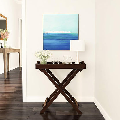 Folding TV Tray Table - Contemporary Side Table with Removable Tray Top for Food Serving, Decor, or Meals - Portable End Furniture for Living Room, Bedroom, or Home Office by Lavish Home (Brown)