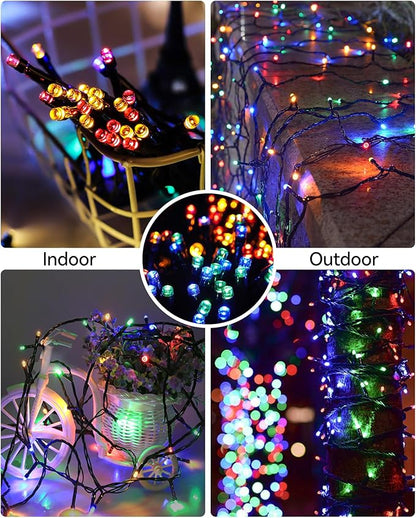 Blingstar Christmas Lights Colored String Lights 33 Ft 100 LED Waterproof Multicolor Twinkle Lights 8 Modes 30 V Plug in Fairy String Lights for Indoor Outdoor Xmas Tree Bedroom Garden Party Decor