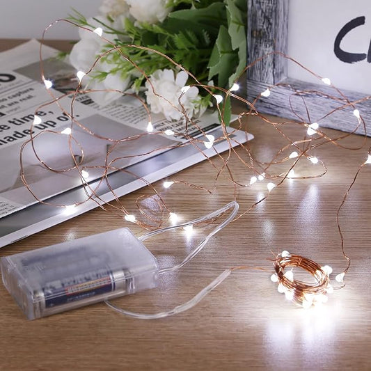 Sanniu Led Fairy Lights Battery Operated, 1 Pack Mini Battery Powered Copper Wire Starry String Lights for Christmas,Bedroom, Parties,Wedding,Indoor,Home Decoration (5m/16ft Cool White)