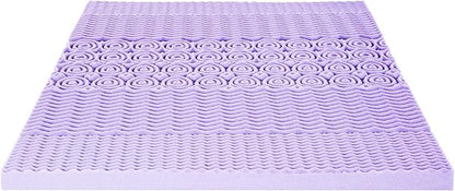 Mellow 3 Inch 5-Zone Memory Foam Mattress Topper, Soothing Lavender Infusion, Dorm Essentials, Full