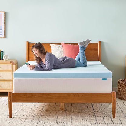 Linenspa Memory Foam Mattress Topper - 3 Inch Gel Infused Memory Foam - Plush Feel - Cooling and Pressure Relieving - CertiPUR Certified - Dorm Room Essentials - Small Twin Size