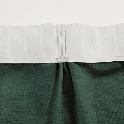 Emerald Green Curtains Semi Sheer 84 Inches Long, Dark Linen Textured Light Filtering Drapes for Living Room Dining, Hunter Green Window Decor, Pinch Pleat Curtain with Hooks