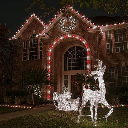 Dazzle Bright C9 Christmas String Lights, 100 LED 66 FT Waterproof Connectable Green Wire Fairy Lights, Christmas Lights for Indoor Outdoor Home Garden Yard Xmas Tree House Decorations (Red and White)
