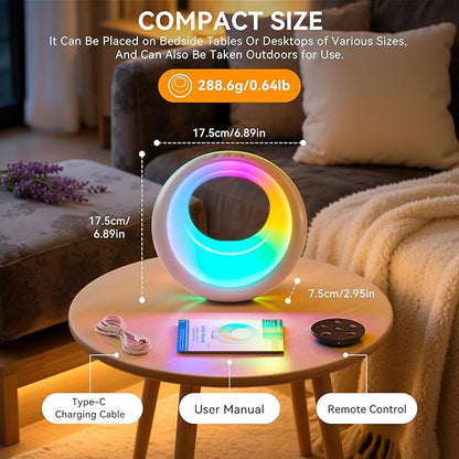 Auxmir Nursery Night Light for Baby, Magic Moon Lamp for Kids and Adult 7 Lighting Colors & 9 RGB Modes, Rechargeable Bedside Table Lamp with Timing Function, Sleep Aid Nursing Lamp for Bedroom